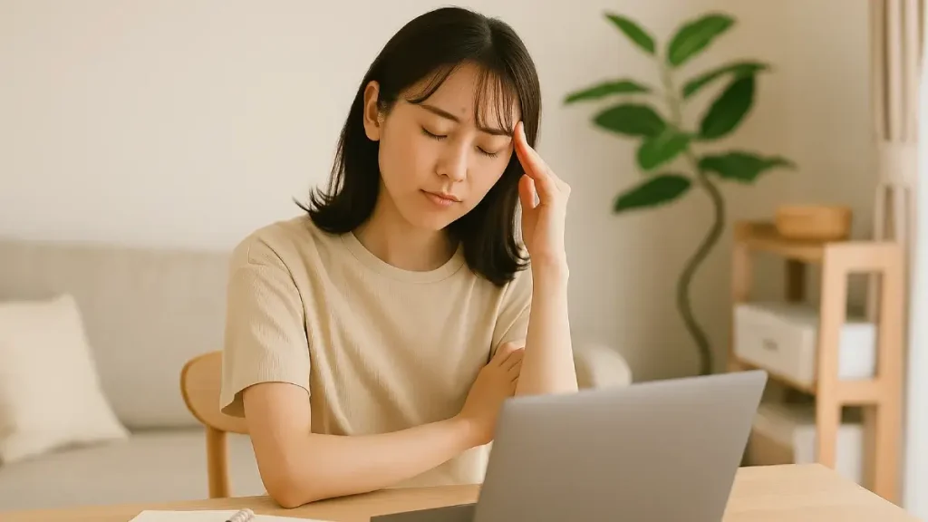 「なんだか集中できない日」の脳リセット法：女性がPCを前に集中できない様子