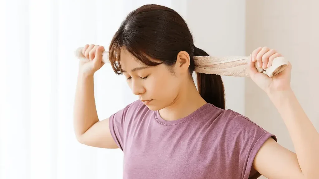 「肩が重い日」の1分ゆるストレッチ｜タオル1本でできる簡単ケア
