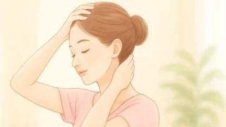 頭皮を指の腹でマッサージしている女性