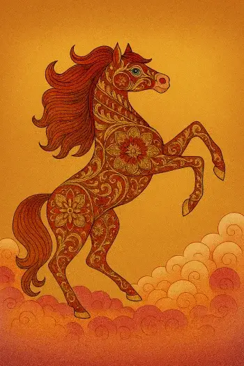 飛躍　神々しい馬