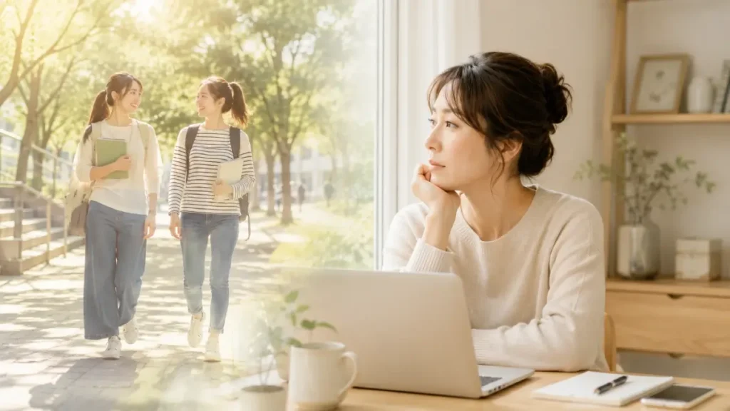 20代と現在の生活で運動量の違いをイメージした女性の対比