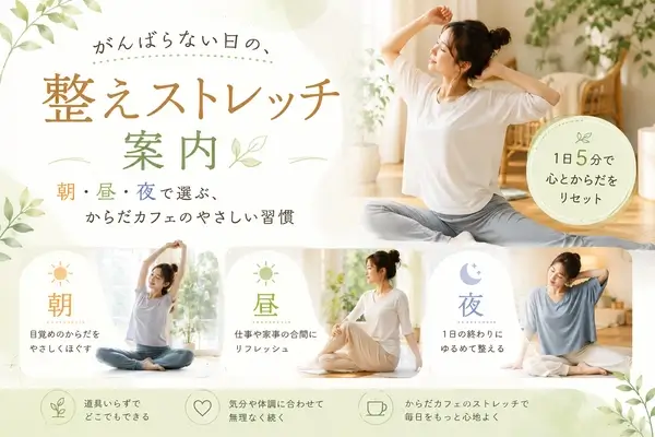 女性がストレッチする様子